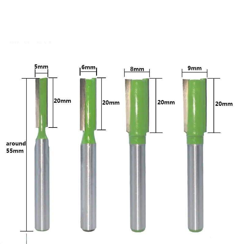 Broca recta de acero de carburo de tungsteno, enrutador de doble flauta única, cortador de fresado de madera para herramientas de carpintería,