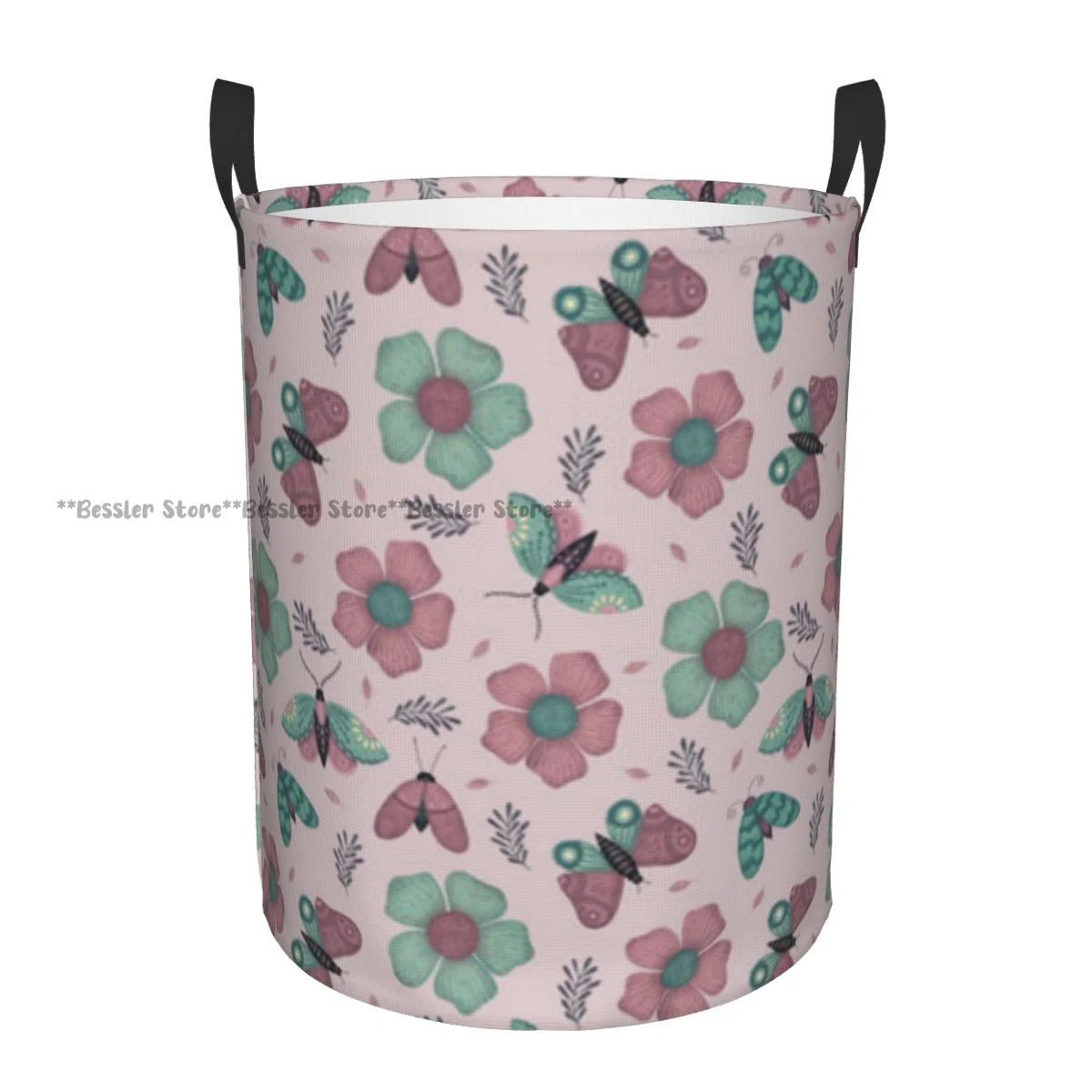 

Dirty Laundry Basket Colorful Butterflies Moths And Flowers Folding Clothing Storage Bucket