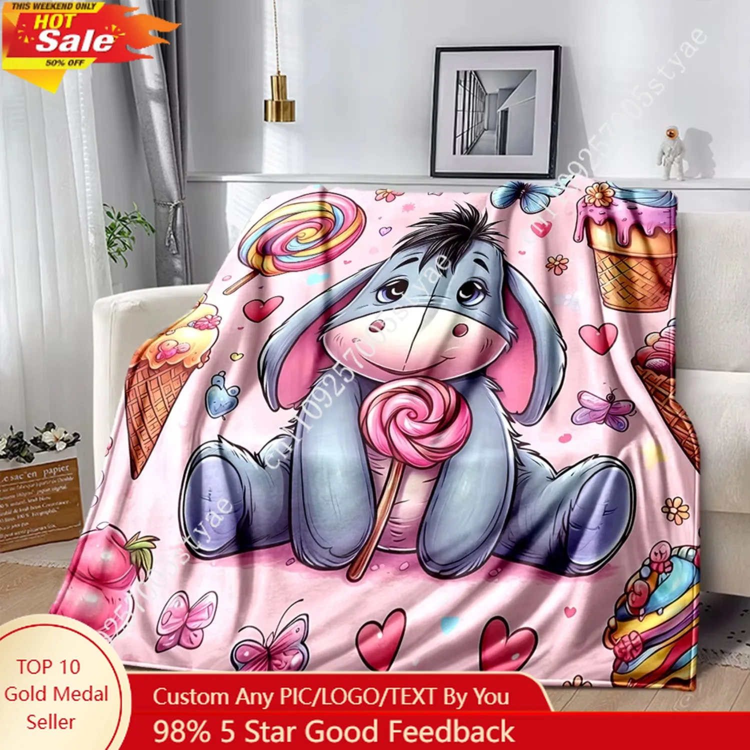 

Disney Pooh Bear Eeyore Flannel Fluffy Throw Camping Blanket for Sofa Throw Blanket Modern Fashion Gift Miniso Manta