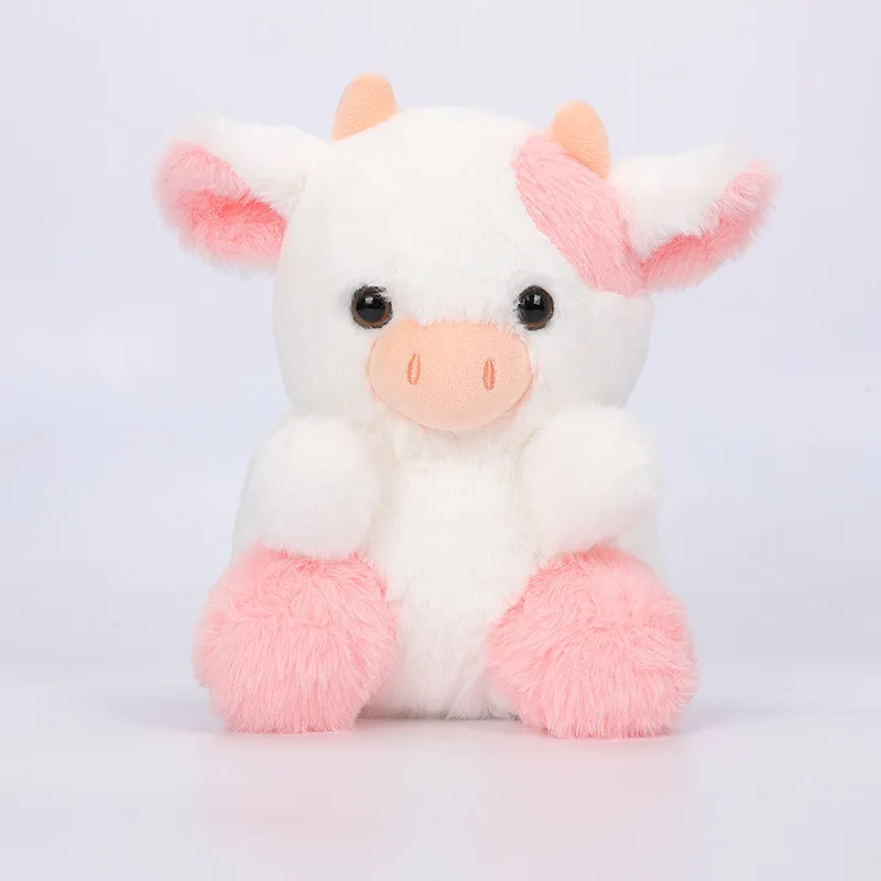 20cm Kawaii Belle Strawberry Cow Plush Toy Pink&Black&Purple&Blue&Yellow&Green Stuffed Animal Cattle Soft Doll Gift for Children