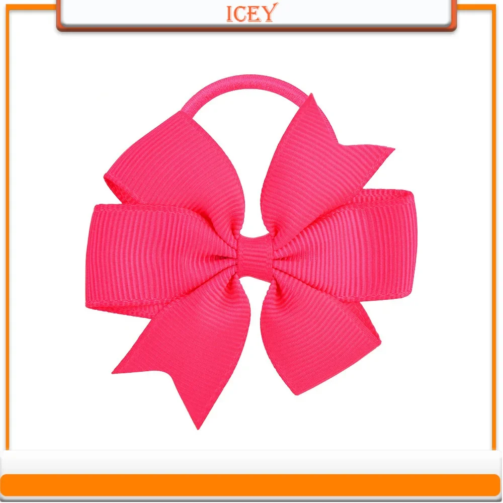 1pc Children\'s Hair Accessories Yellow Dovetail Bow Leather Band Hair Rope 20 Color V-shaped Pink Ribbed with Princess Hair Clip