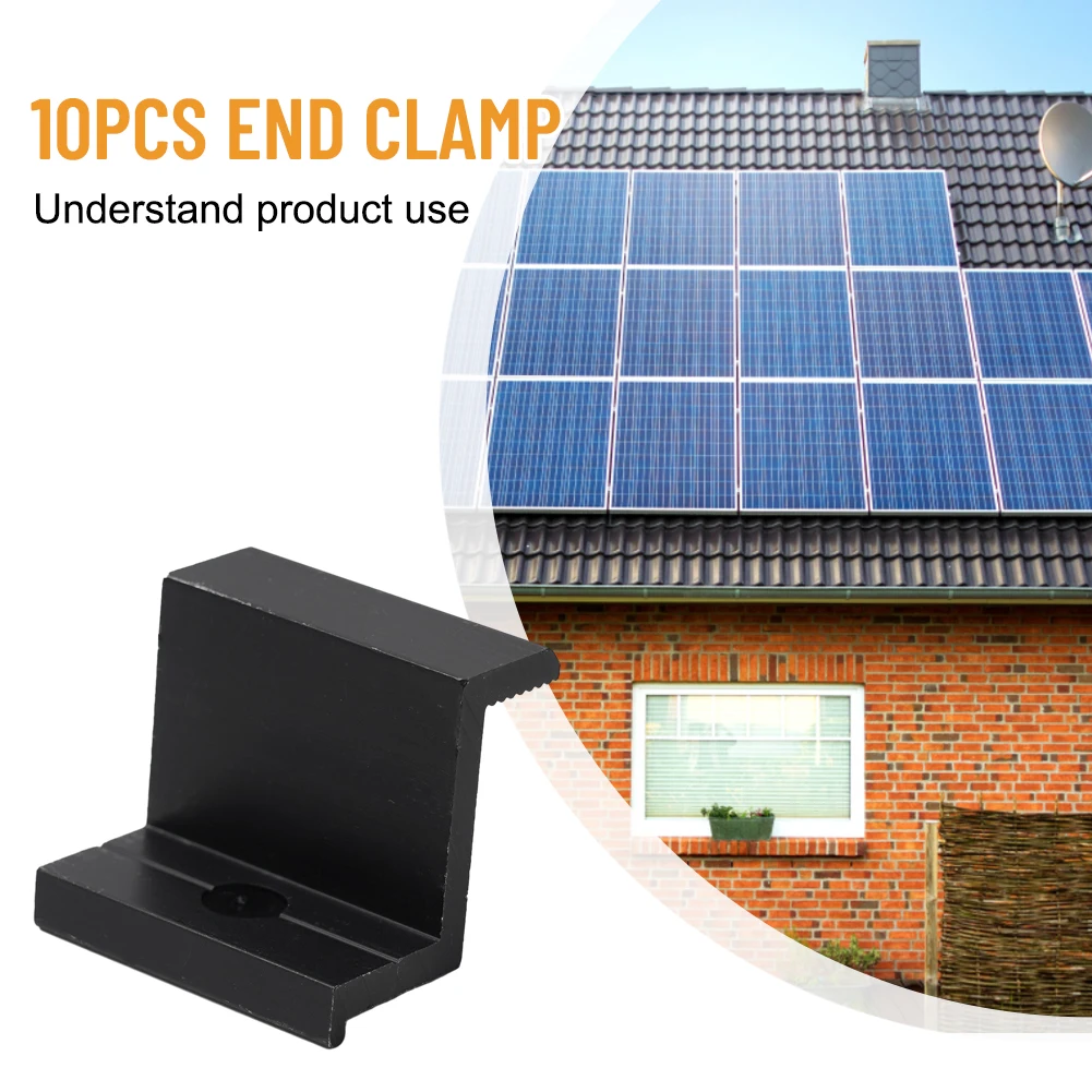 Brand New High Quality End Clamp Spare Parts Aluminum Alloy Solar Panel 30mm/32mm/35mm/40mm Assembly Black Brand
