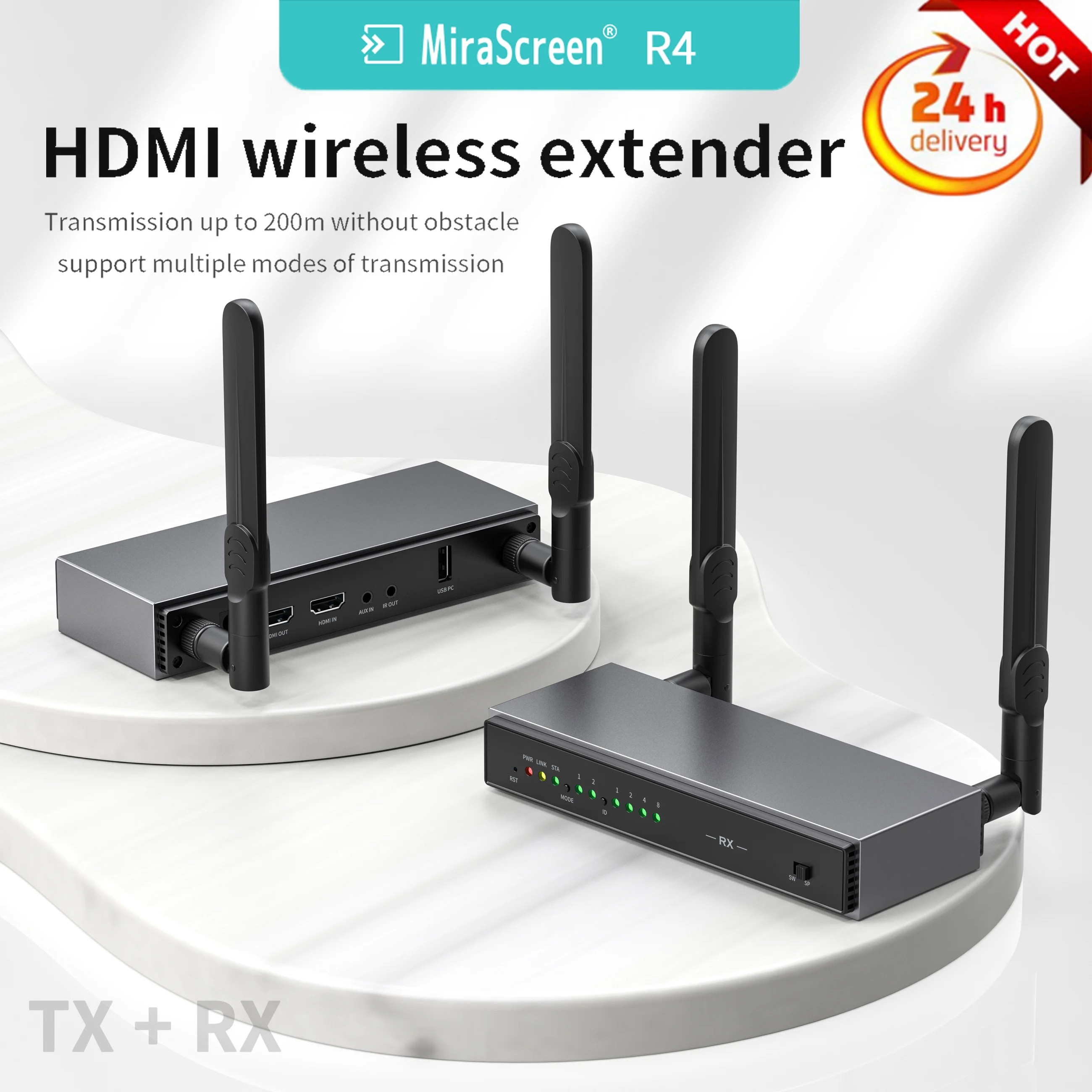 

Sageres R4 200M Wireless Extender kit Support 5G WIFI HDMI-compatible High HD Wireless Video Audio and Video Image Transmission