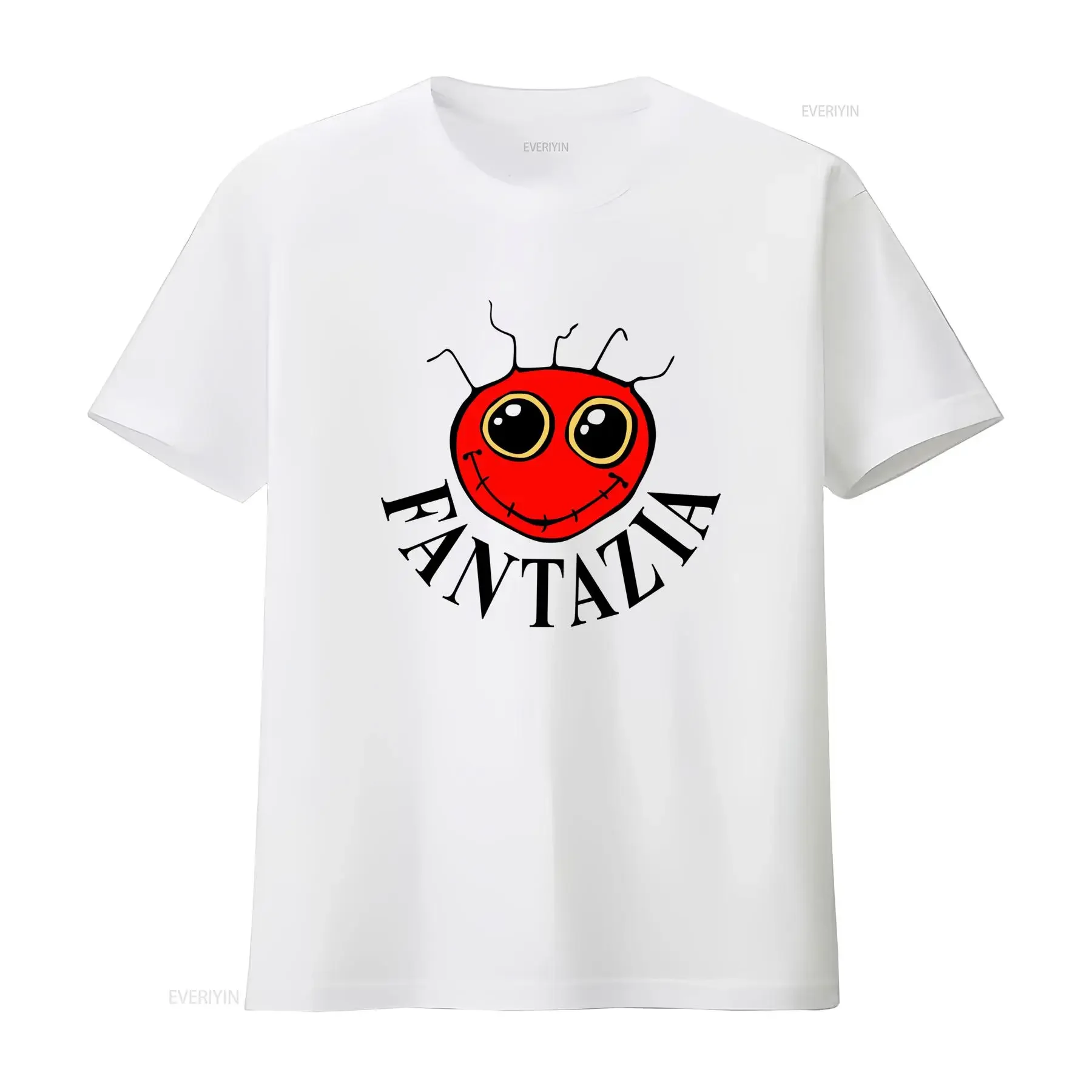 Fantazia Red Cartoon Face T Shirt for Rave Music Breakbeat House Techno Gabber Festival Raindance 372 vintage Washed Breathable