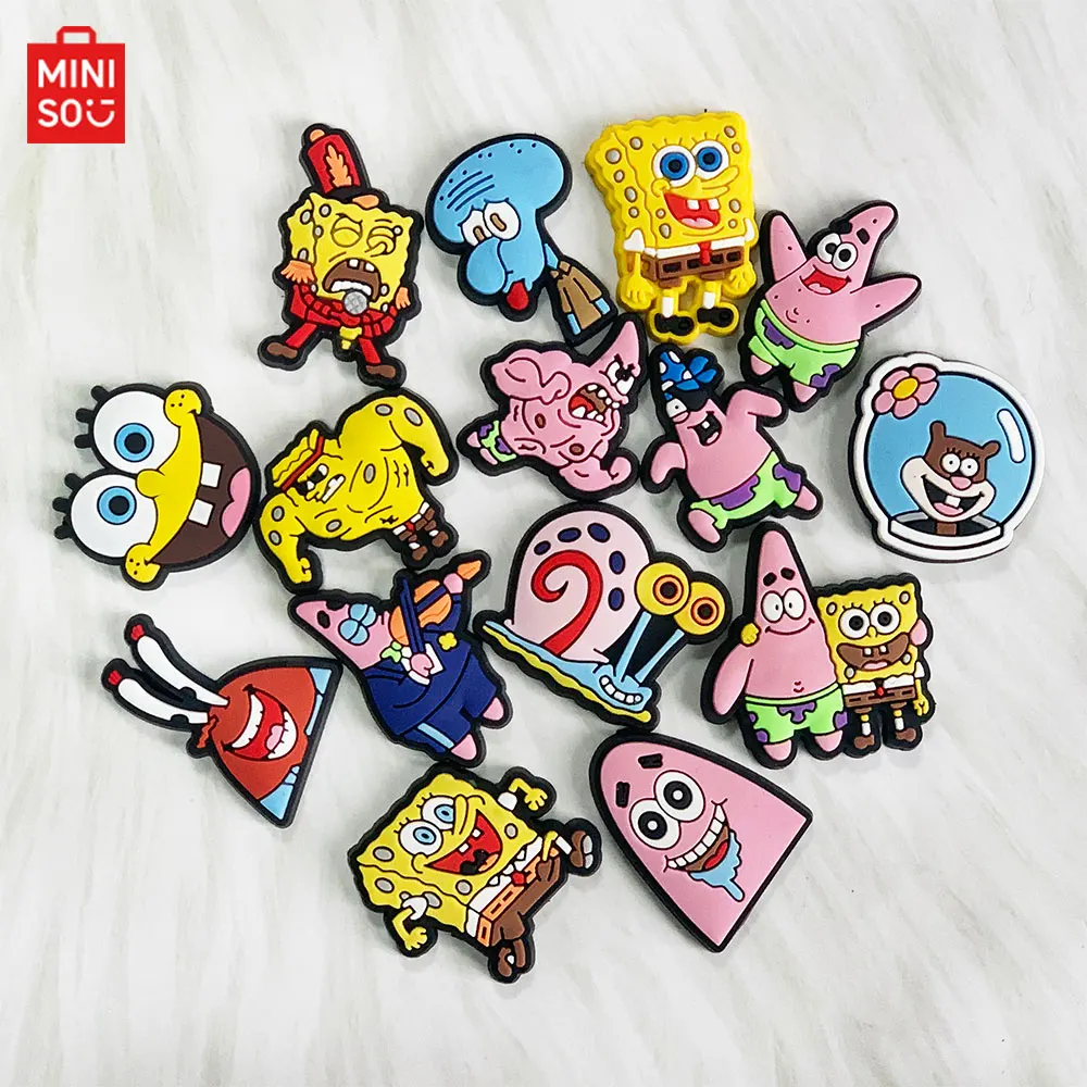 MINISO SpongeBob SquarePants 20 stks Cartoon Schoen Charmes DIY Schoen Decoratie PVC Klomp Tuin Sandaal Kids Geschenken Schoenen Accessoires