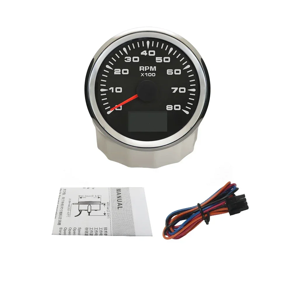 ELING 85MM Tachometer Gauge 0-3000RPM 0-4000RPM 8000RPM with Adjustable Hourmeter 8 Colors Backlight for Motorcycle Car Boat