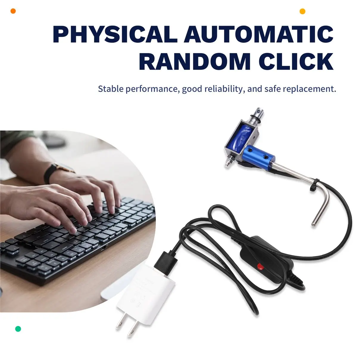 DT81 Computer Keyboard Clicker, Physical Automatic Random Click, Game Assist, Anti-Drop 1-30s US PLUG