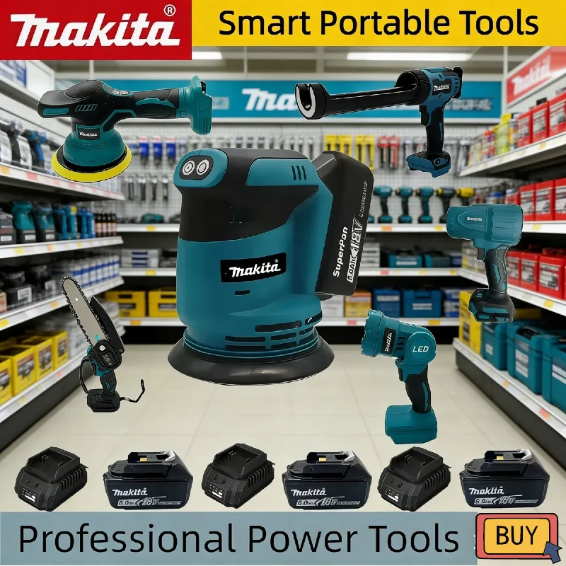 

Многофункциональные аккумуляторные инструменты Makita 18В: полировальная машина, воздуходувка, электрический пистолет для герметика, рабочий фонарь и электрическая сабельная пила