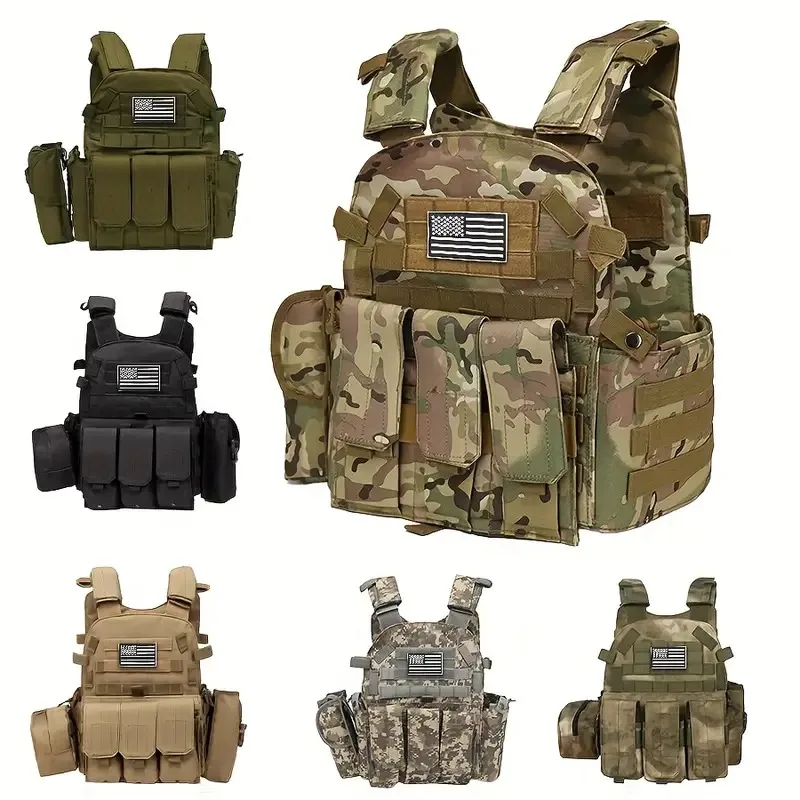 kaevixdio Child Camouflage Tactical Vest Nylon Body Armor Plate Carrier Combat Hunting Ves Outdoor Training Wargame Airsoft Gear