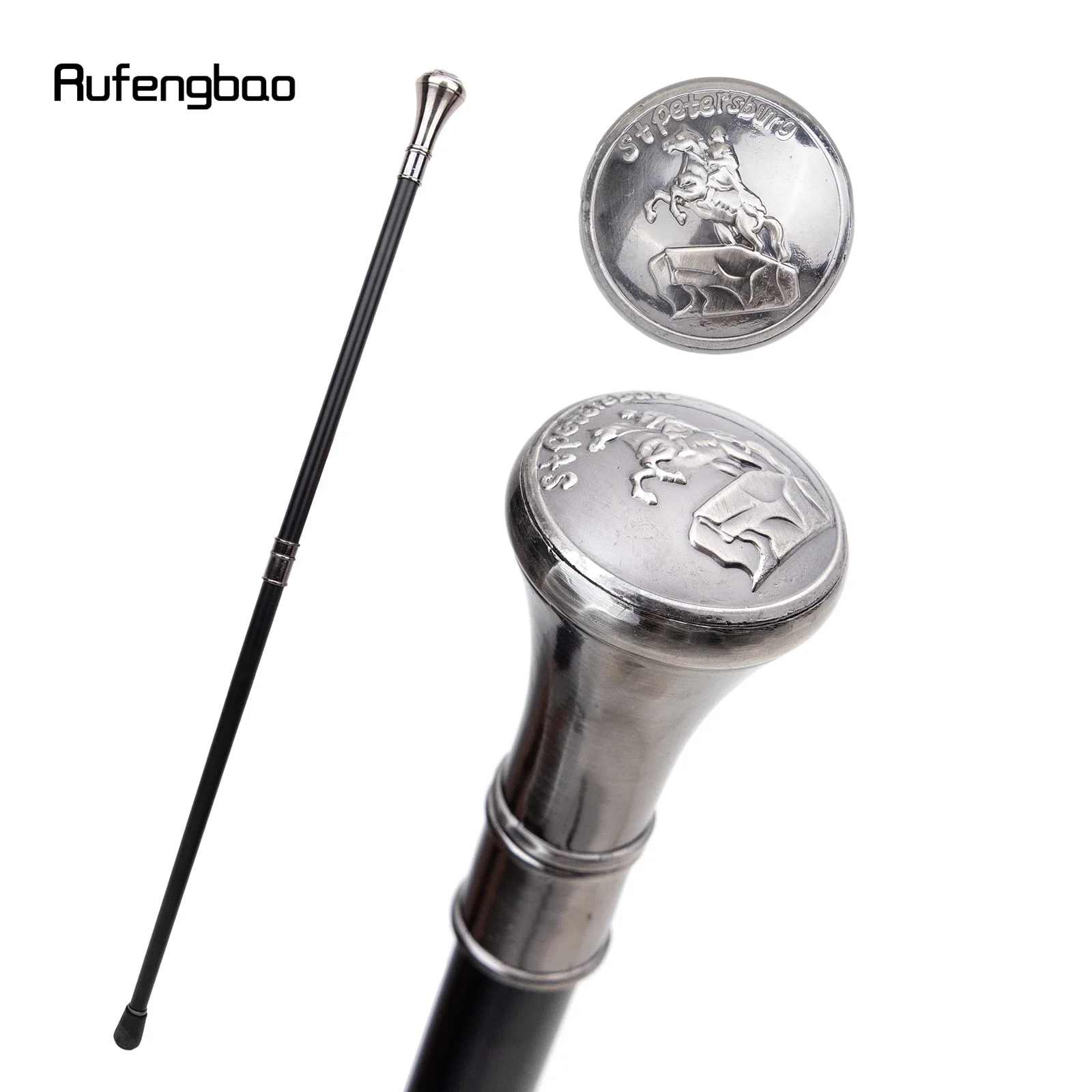 Stpetersburg The Bronze Horseman Totem Relief Walking Cane Fashion Walking Stick Gentleman Crosier Knob Walking Stick 93cm