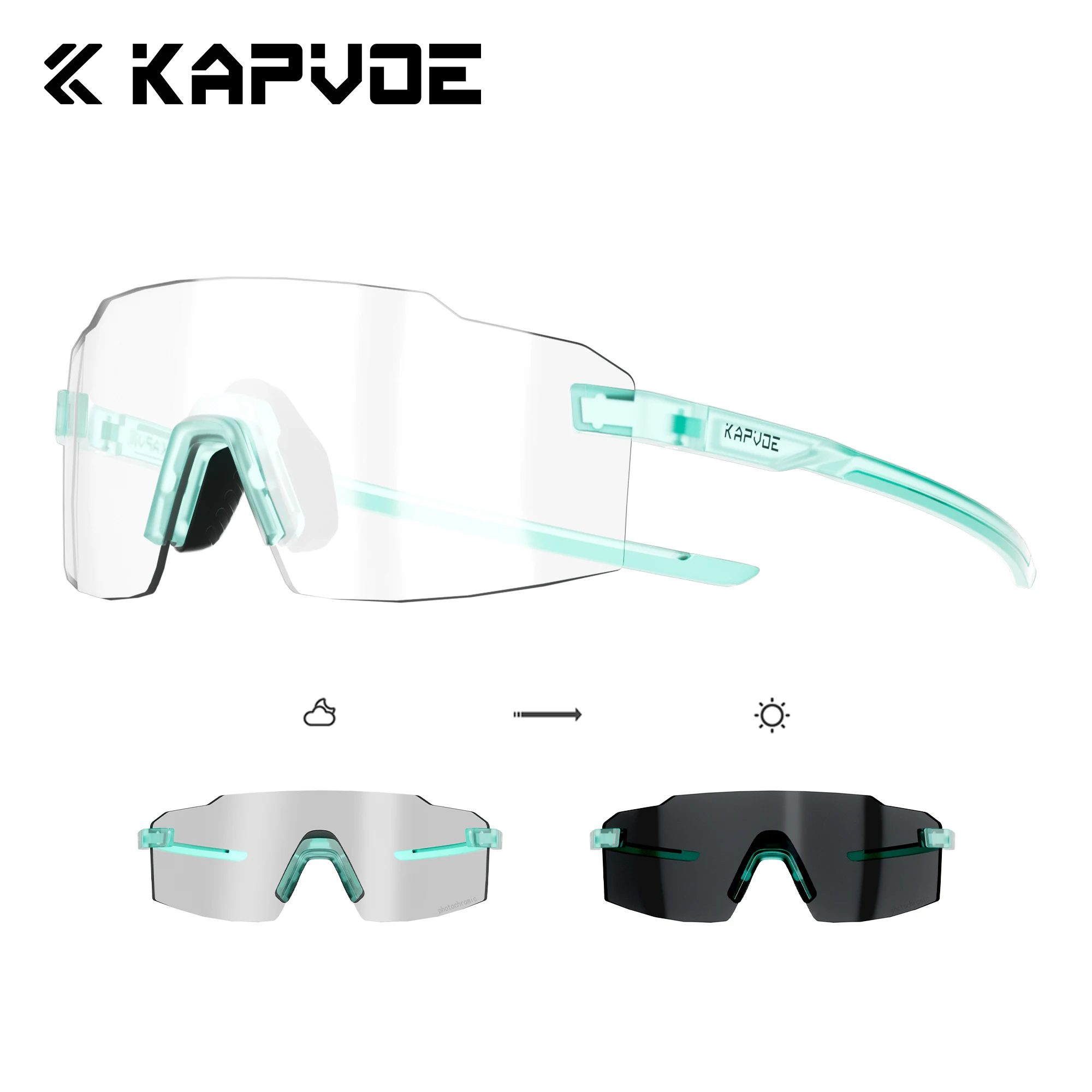 

Kapvoe фотохромные солнцезащитные очки легкие беговые велосипедные очки для мужчин широкие регулируемые носовые упоры женские UV400 походные очки