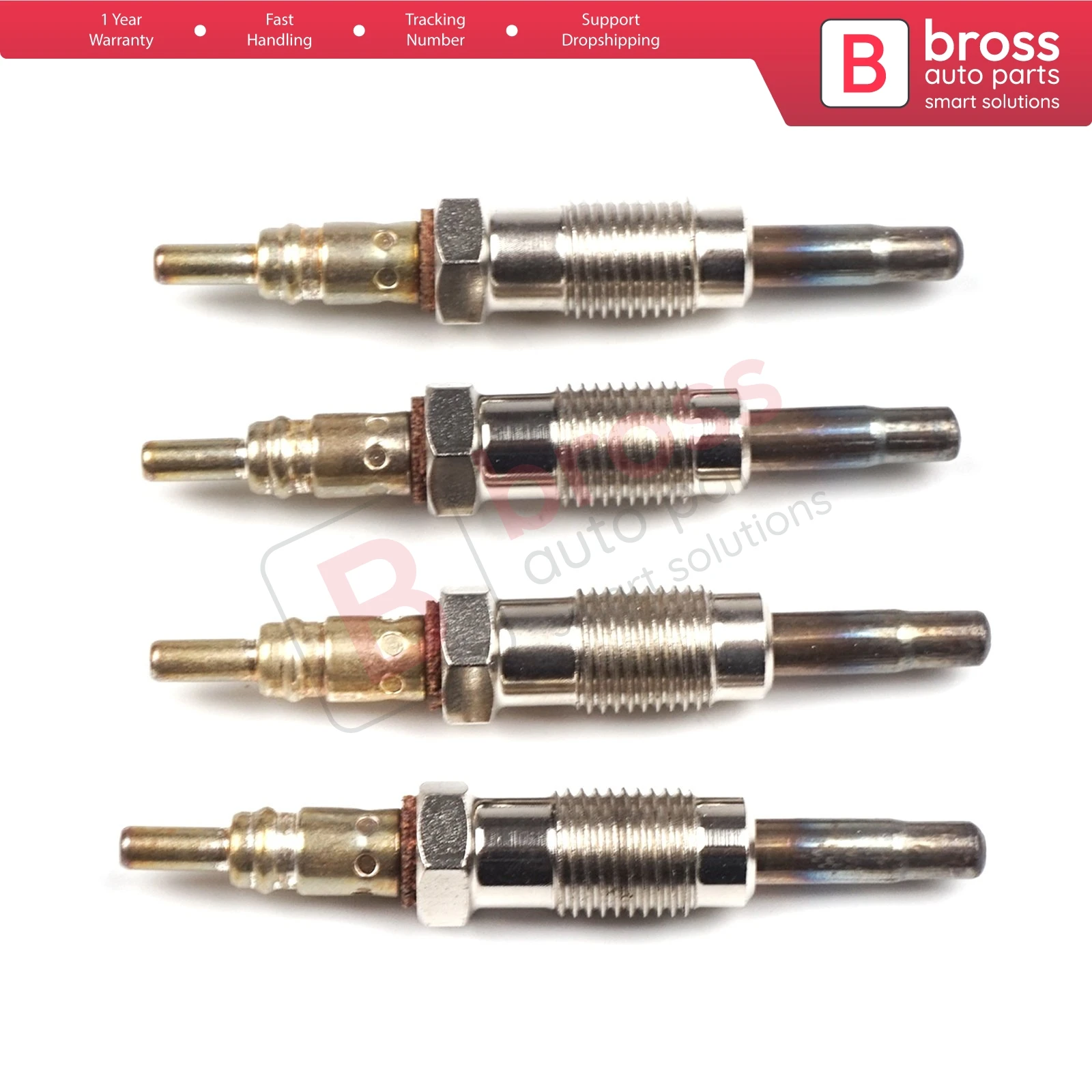 Bross Auto Parts BGP52-1 4 Pcs Heater Glow Plugs GX91, 0100226391, 100226391 for Fiat 1.9 D Fast Shipment Ship From Turkey