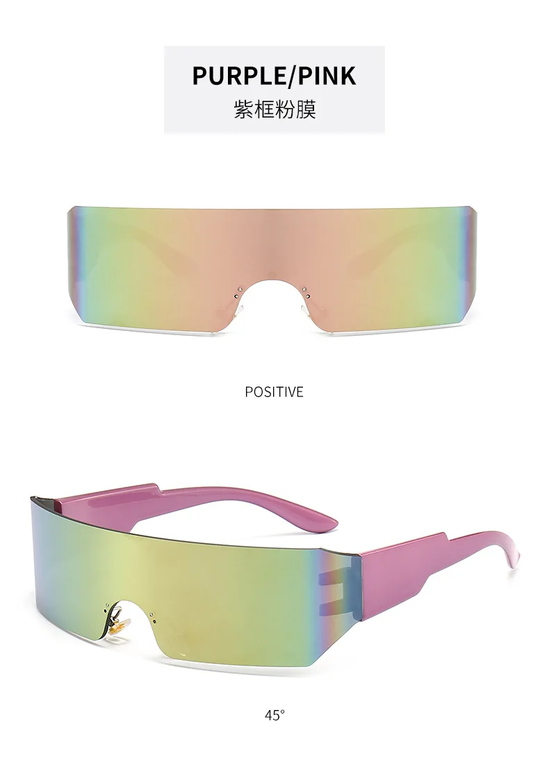 Steampunk Y2K Sonnenbrille für Damen und Herren, quadratisch, einteilig, Wrap-Around-Sonnenbrille, modische Sonnenbrille mit großem Rahmen für Damen und Herren – Detail 10