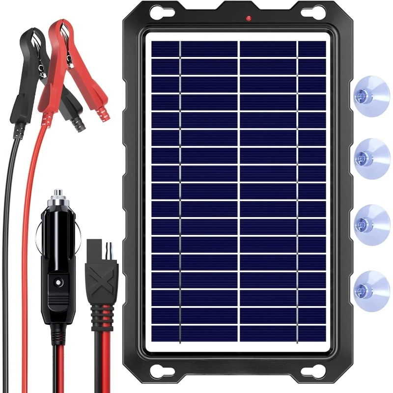 home.Upgraded 7.5W-Solar-Battery-Trickle-Charger-Maintainer, Automotive, Motorcycle, Boat, Marine, RV,Trailer, Snowmobile, etc.