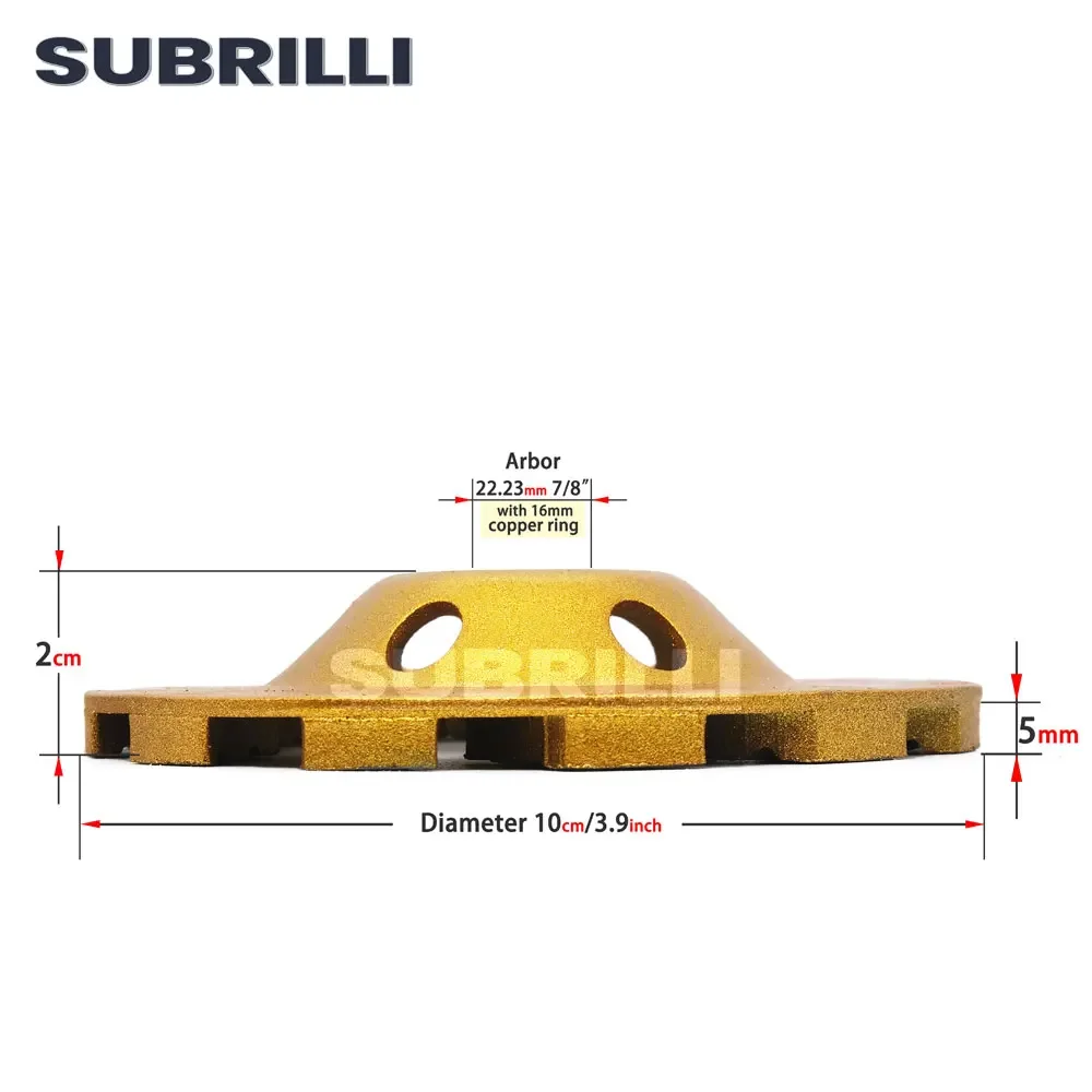 SUBRILLI 4 "قطعة عجلة طحن بتصميم ماسة صف مزدوج وعاء كوب قرص الطحن عجلة كاشطة لطاحونة الزاوية الجرانيت الخرساني