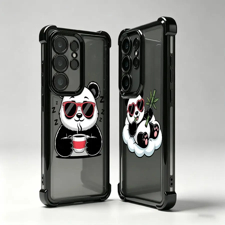 Case for Samsung Galaxy 26 S21 Note 20 Ultra S25 Edge S22 Plus S24 FE S20 Ultra S23 Phone Cover Cloud Coffee Panda