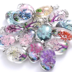 3Pcs Charm Glass Dried Flower Pendant Classic Oval Dried Flower Pendant For Jewelry Making Women Accessories Necklace Bracelet