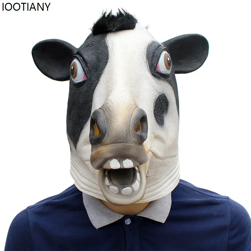 

CosplayHalloween cow role-playing latex mask adult animal headgear unisex holiday party disguise carnival stage performance funn