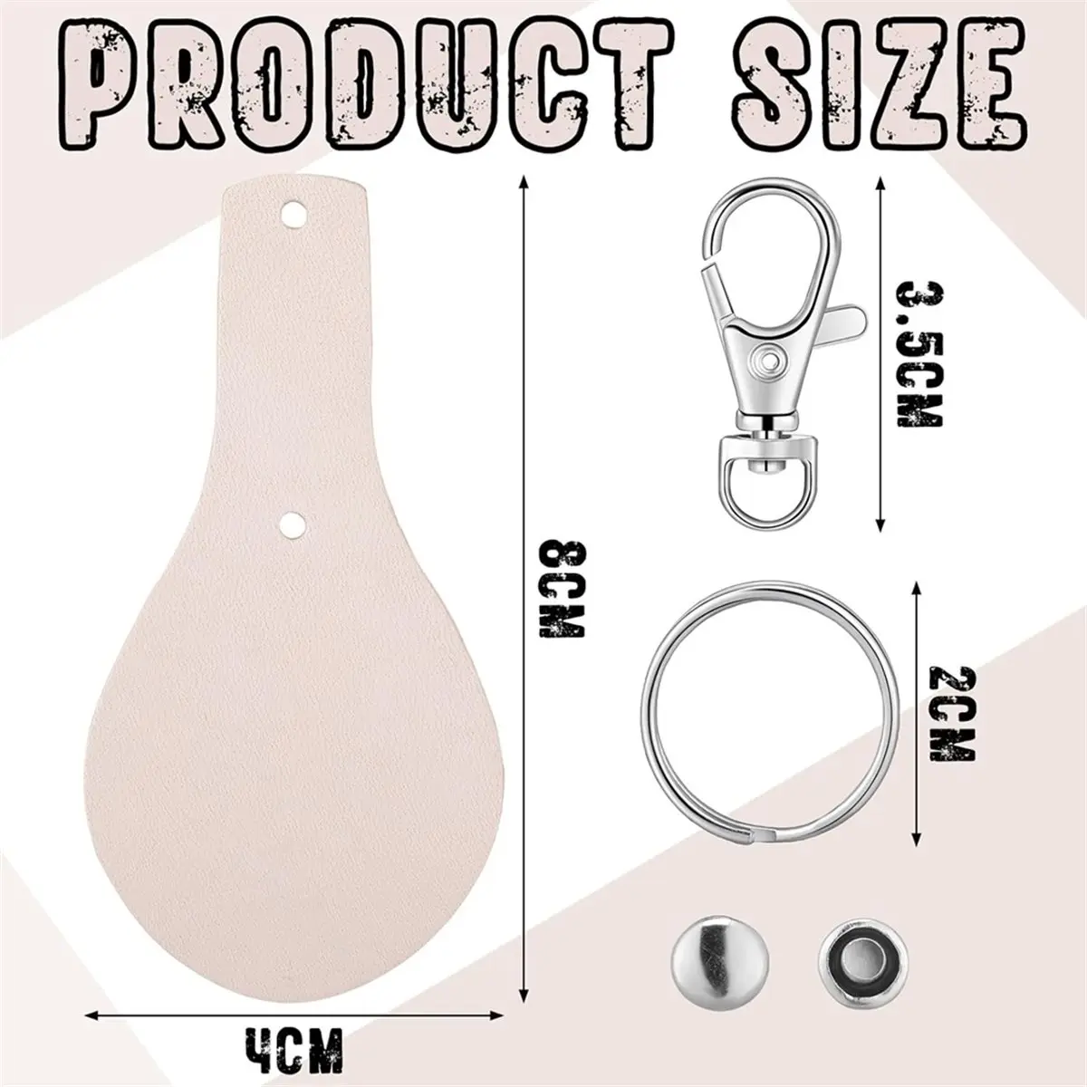 Light Weight 20 Pcs Leather Keychain Blank Craft Kit PU Leather Key Swivel Hook Keyring for DIY Stamping Laser Engraving