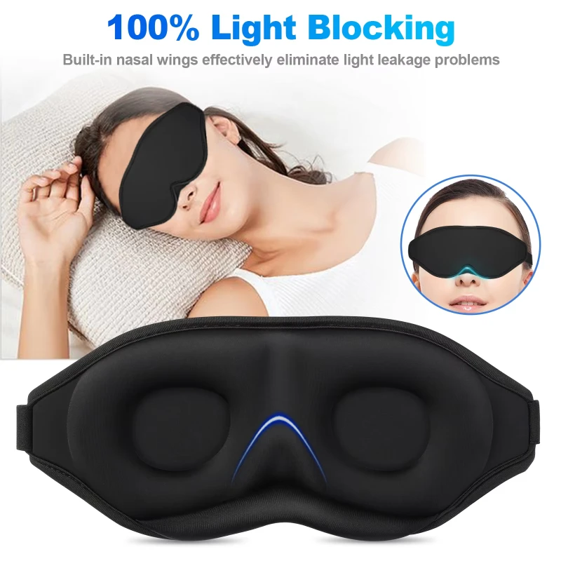 3D Eye Mask Adjustable Suitable for Men and Women with No Pressure on the Eyes Breathable and Light Blocking Eye Mask Black