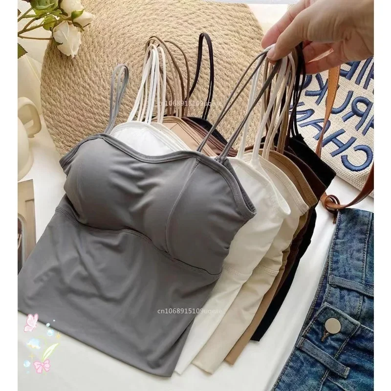 New Seamless Camisole for Women Fitness Crop Tops Summer Thin Elegant Sexy All-match Casual One-piece Underwear Tanks Top