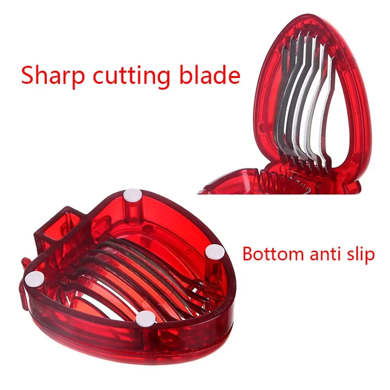 Multifunctional Strawberry Slicer Cutter Corer Huller Stem Remover Kitchen Gadget for Salad Cake Egg view 5