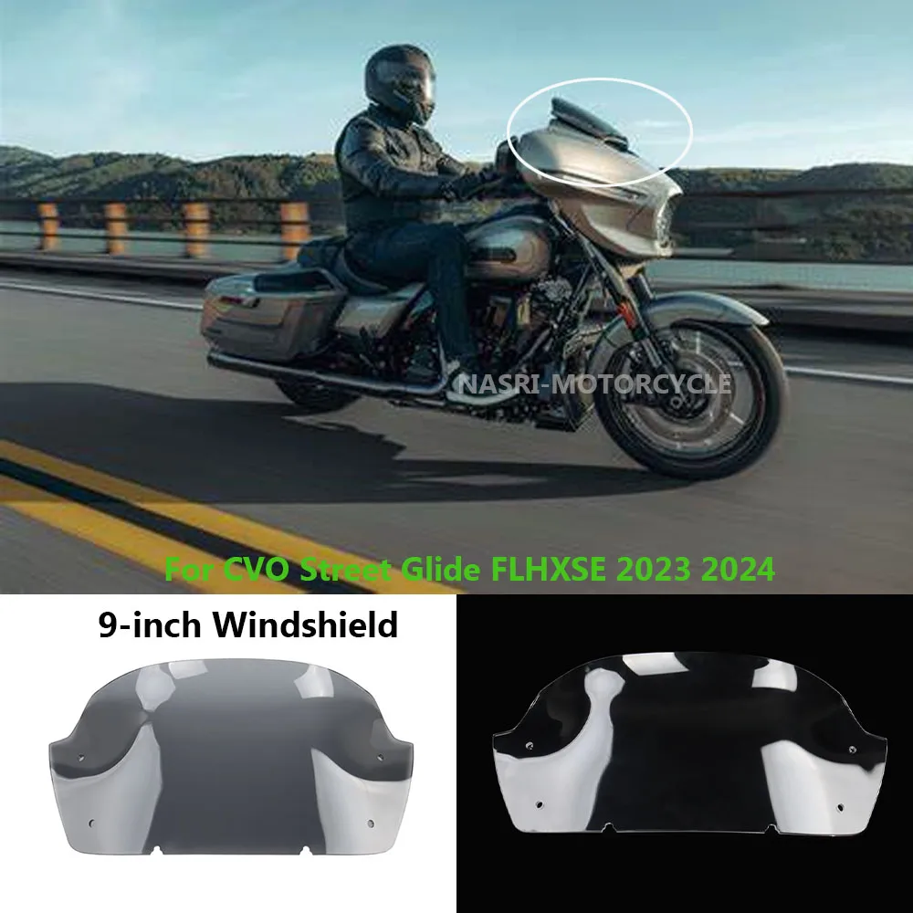 

For Harley CVO Street Glide FLHXSE 2023 2024 NEW Motorcycle Accessories 9" Windshields Windscreen Wind Deflector 2023 2024