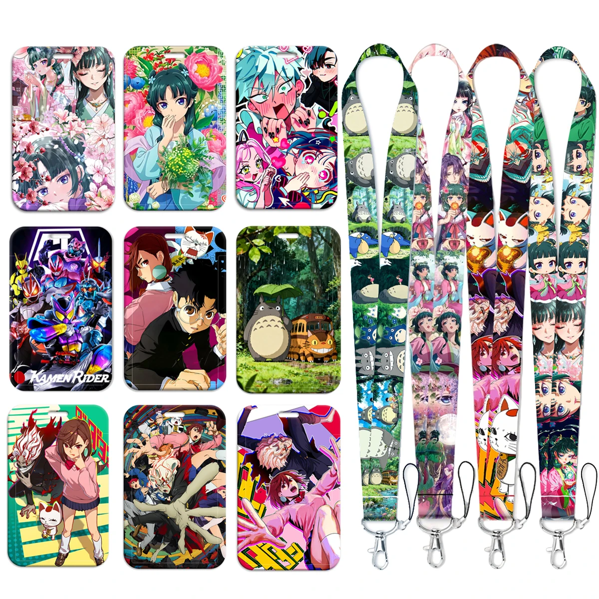 Hot Anime Fighter Card Holder Gray Cat Neck Strap Lanyard ID Card Cover Hang Rope Lariat Lanyard for Key Rings Accessories Gifts