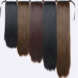 Cabelo sintético da cauda do pônei para mulheres, peruca wigundle, cabelo falso, rabo de cavalo em clipe reto, peruca com grampos, extensões