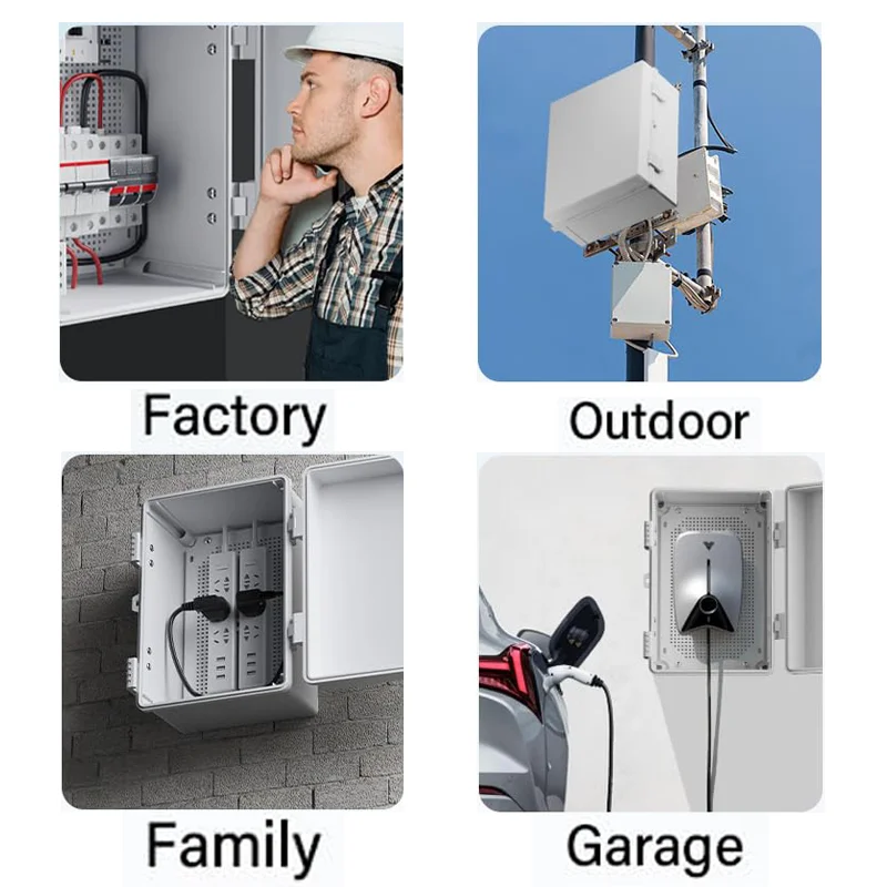 Caja de conexiones de energía con cubierta transparente/gris resistente al agua IP66, bisagra de plástico ABS, caja de distribución electrónica para exteriores