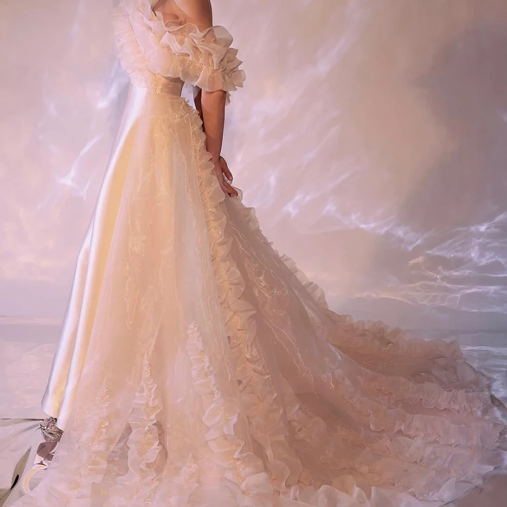 

Customized Mermaid Evening Dresses Floor-length Off The Shoulder Sleeveless Prom Gown Fsahion Ruched Simple Draped Party Gown