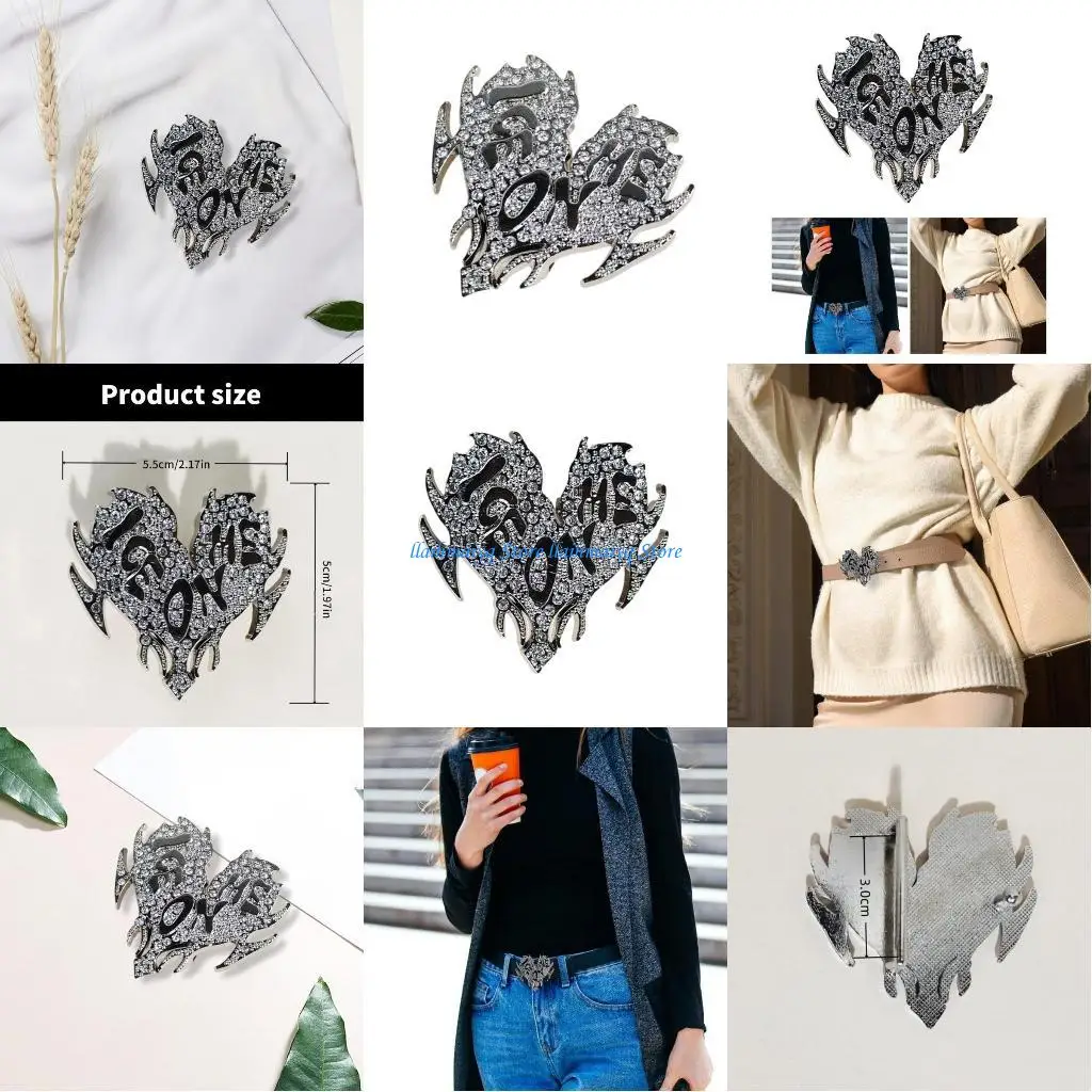 573B مشبك حزام قلب بديل مشبك حزام قلب برونزي عتيق للجنسين