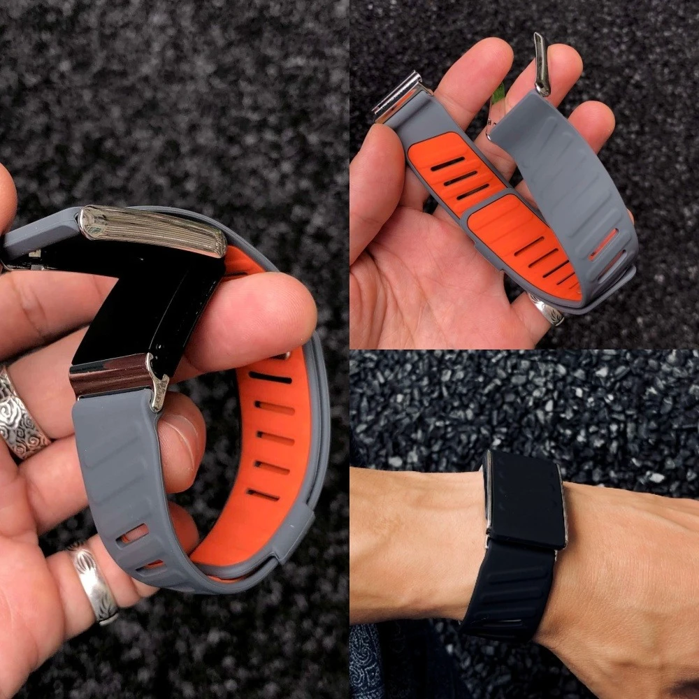 Kompatibel mit WHOOP 5.0/5.0 MG SportFlex Armband, weiches Silikon, wasserdicht und schweißfest, weiches, verstellbares Gummiband.