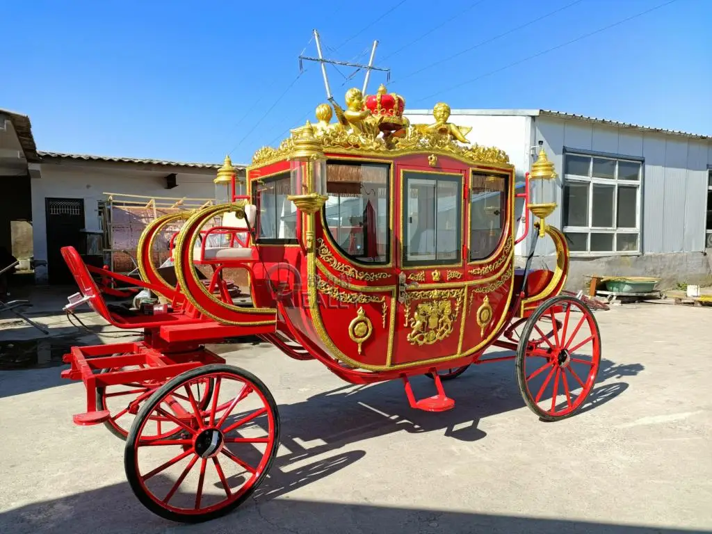 Royal Red Horse Carriage Manufacturer/wedding Four Wheel Horse Wagon