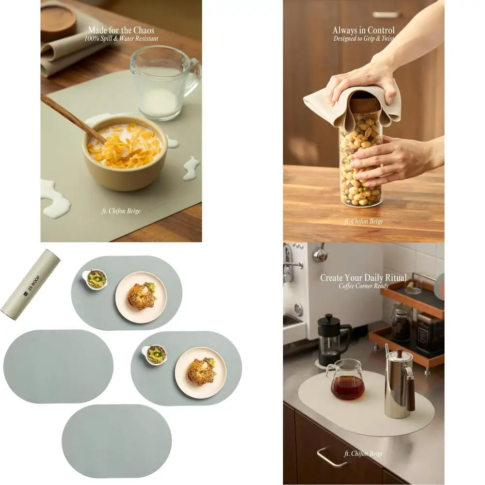 

Набор из 4 термостойких овальных силиконовых подставок под тарелки, водонепроницаемые, легко моются, нескользящие, для элегантного декора обеденного стола