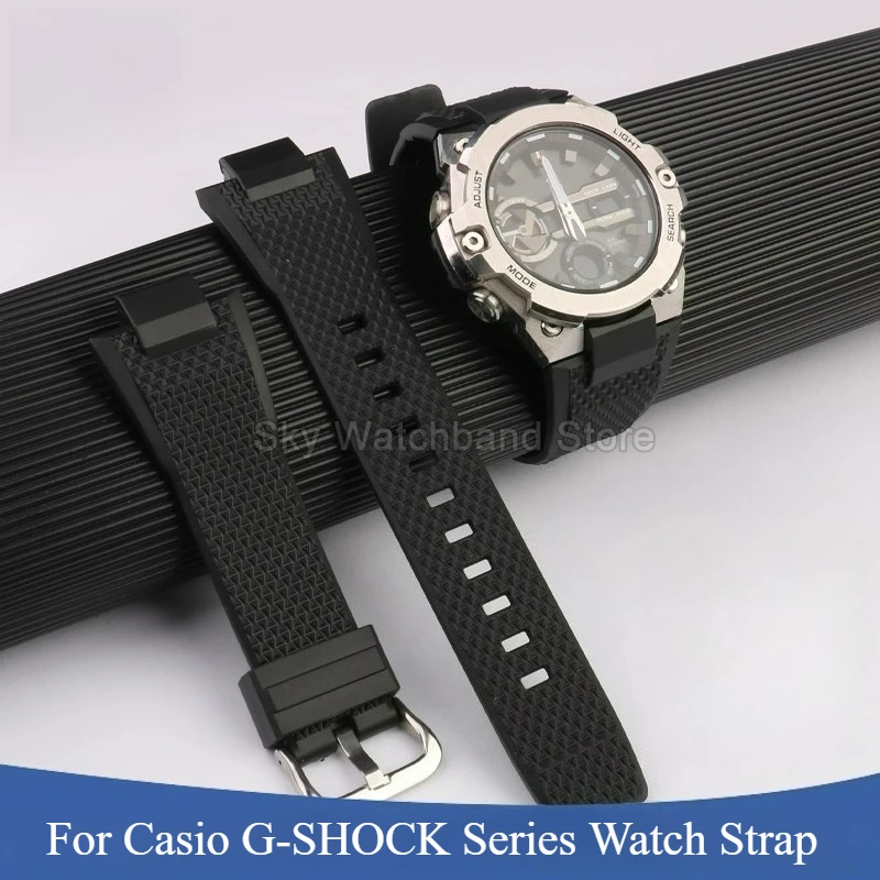 For Casio G-SHOCK GST-B400 Soft Resin Watch Strap 14mm Black Blue Gray Quick Release Silicone Watch Accessories Convex Interface