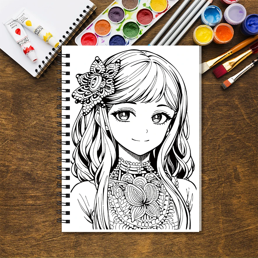 Beautiful Lady Adult Coloring Book - 8.3x 11.2 Inch 32 Page Coloring Book - Helps Reduce Stress and Ease Emotions