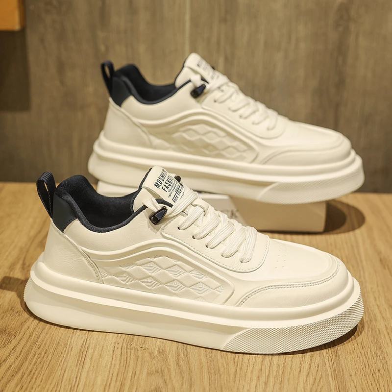 Men's Casual Leather Shoes Spring Autumn New Style Anti-slip Versatile Low Top Board Shoes Comfortable Breathable Sports Snea...