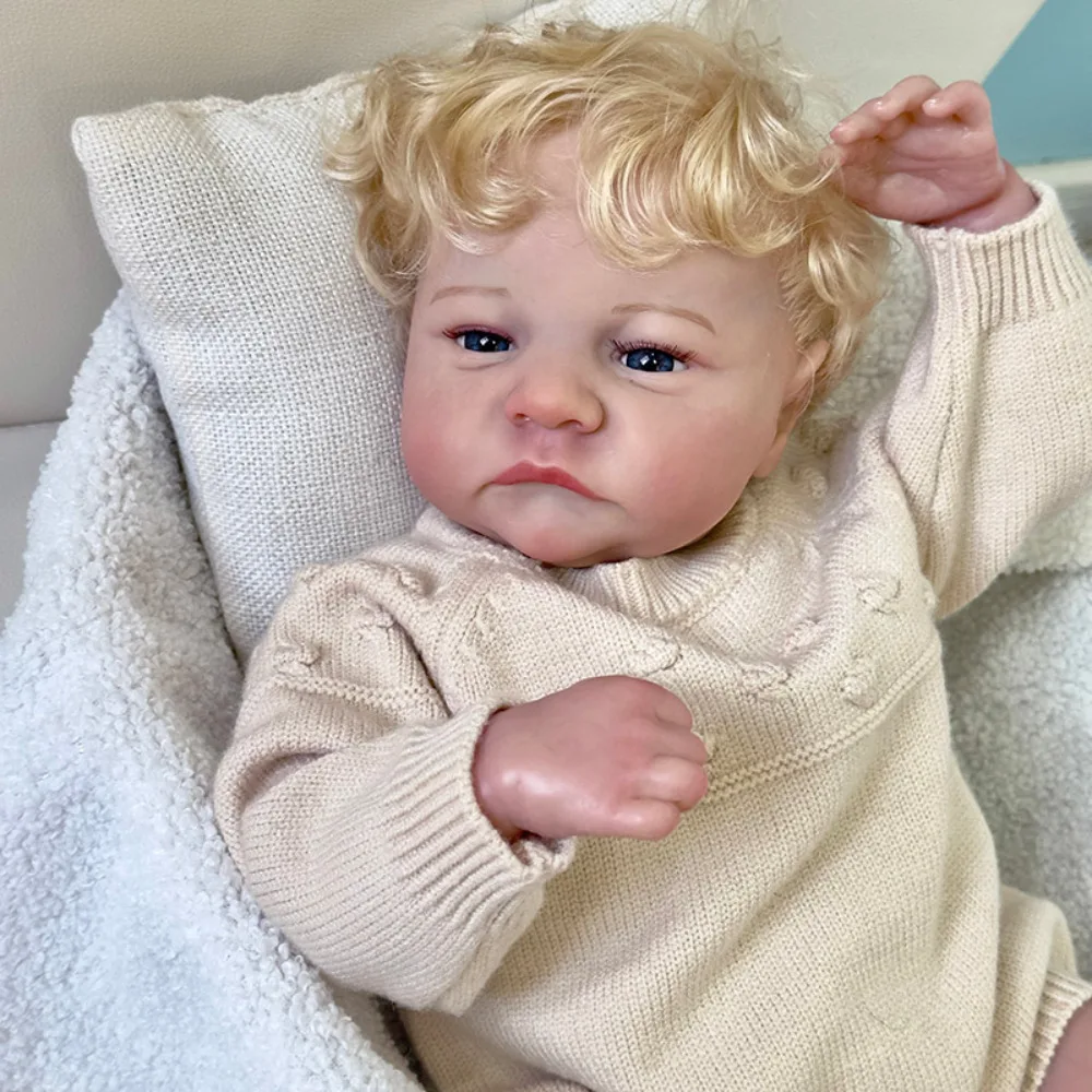 

19inch Reborn Doll Levi Awake with Blonde Hair Newborn Baby Doll 3D Painted Skin with Visible Veins Muñeca Bebe Reborn Toys Gift