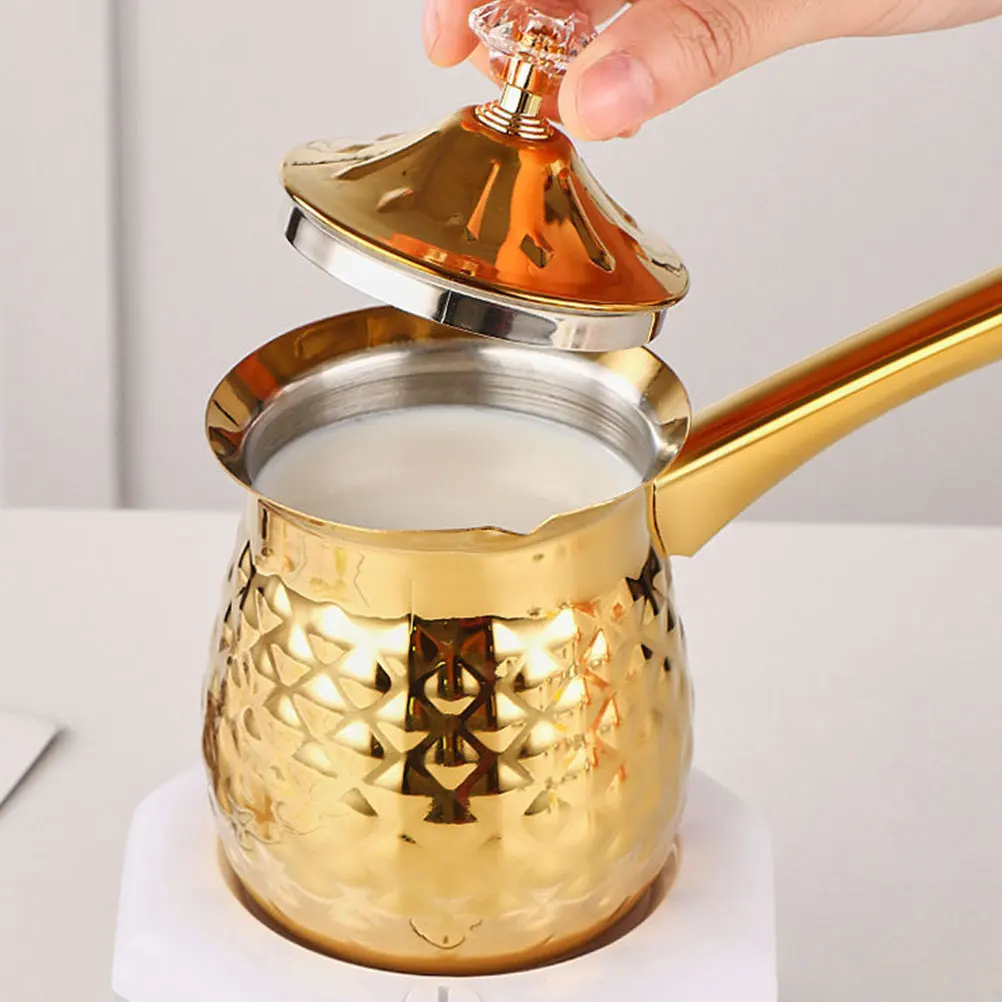 

Vintage Style Turkish Coffee Pot 400Ml Golden Stove Top Espresso Maker Metal Induction Small Hot Pot For Home Kitchen Office Use