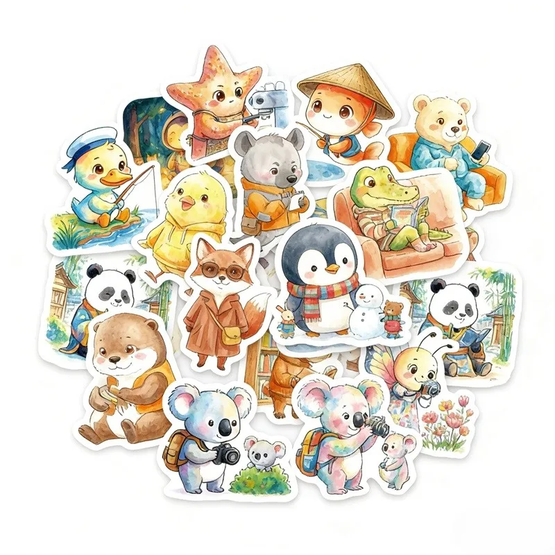 10/30PCS Creative Cute Animal PVC Adhesive Phone Sticker Aesthetic DIY Decoration Laptop Luggage Skateboard Graffiti Decals