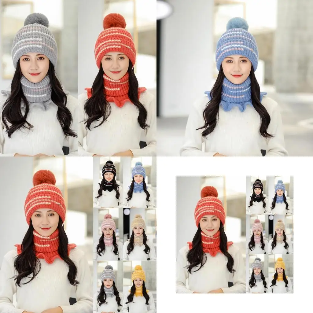 r1we-feminino-inverno-malha-2-pecas-gorro-chapeu-babados-circulo-cachecol-conjunto-colorido-listrado-pelucia-forrado