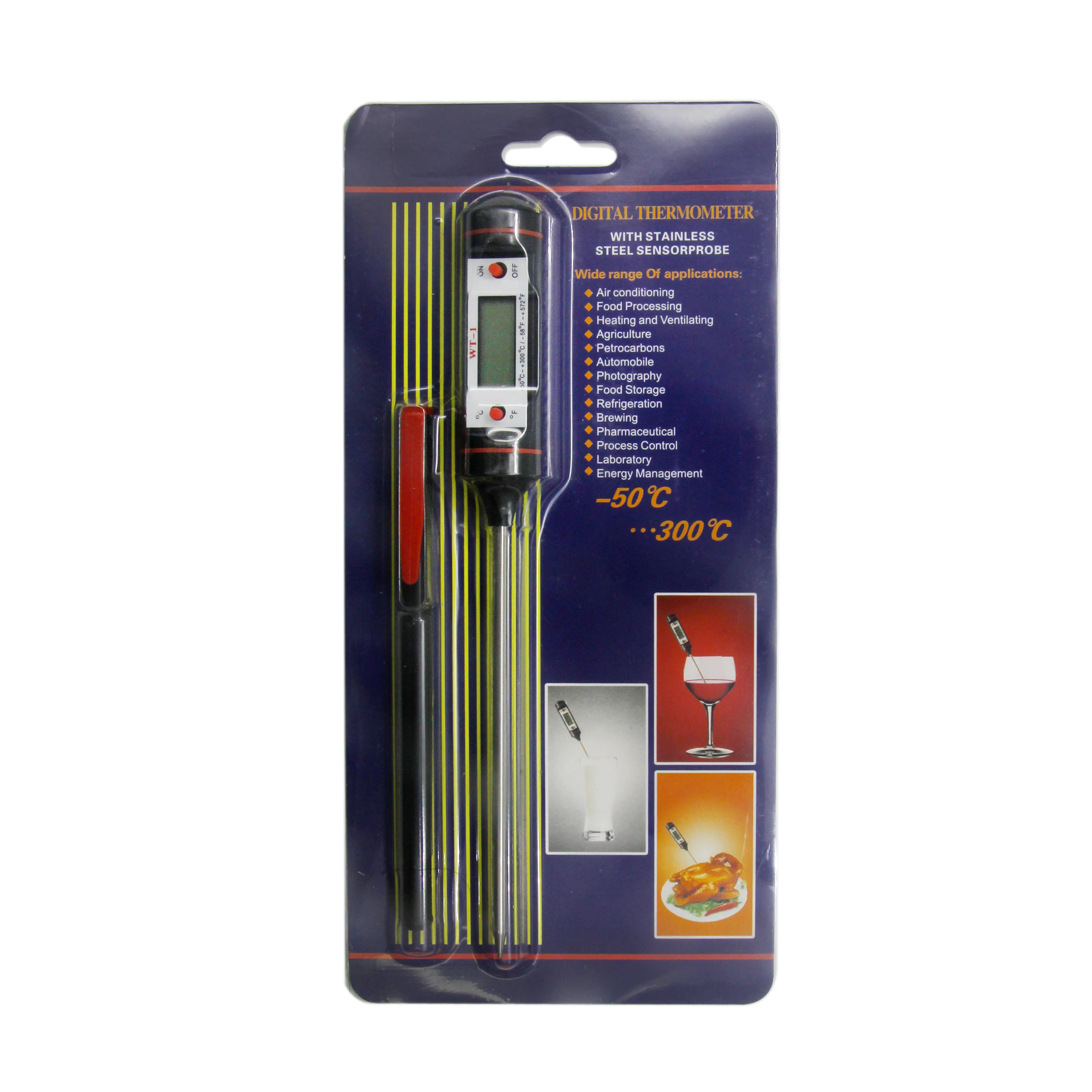-50℃~300℃（-58℉~+572℉） Kitchen Food Thermometer Instant Read Stainless Steel Probe Digital Thermometer 4 Inch Extra Long