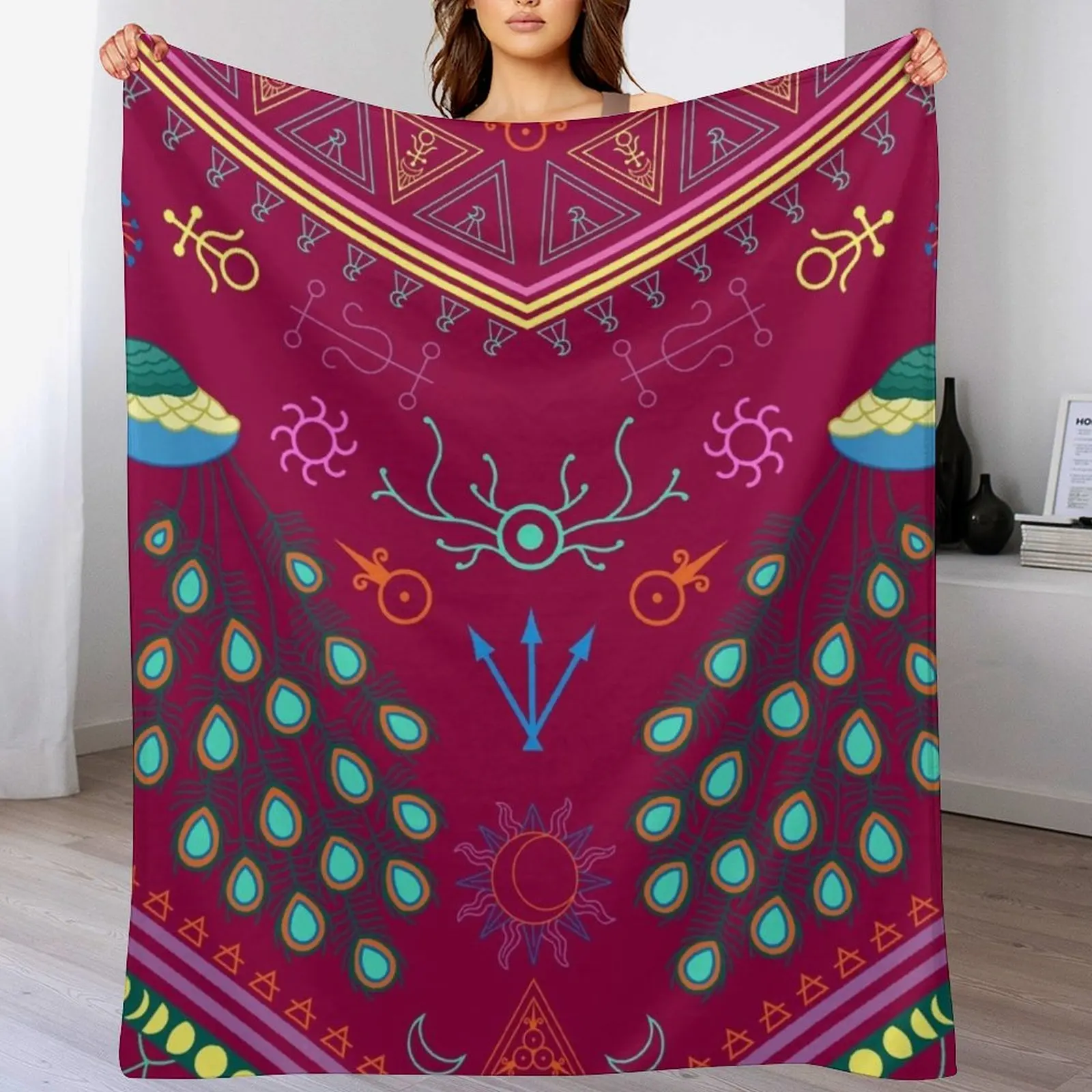 Mollymauk Tealeaf Inspired Print Throw Blanket for sofa Stuffeds Moving funny gift Blankets