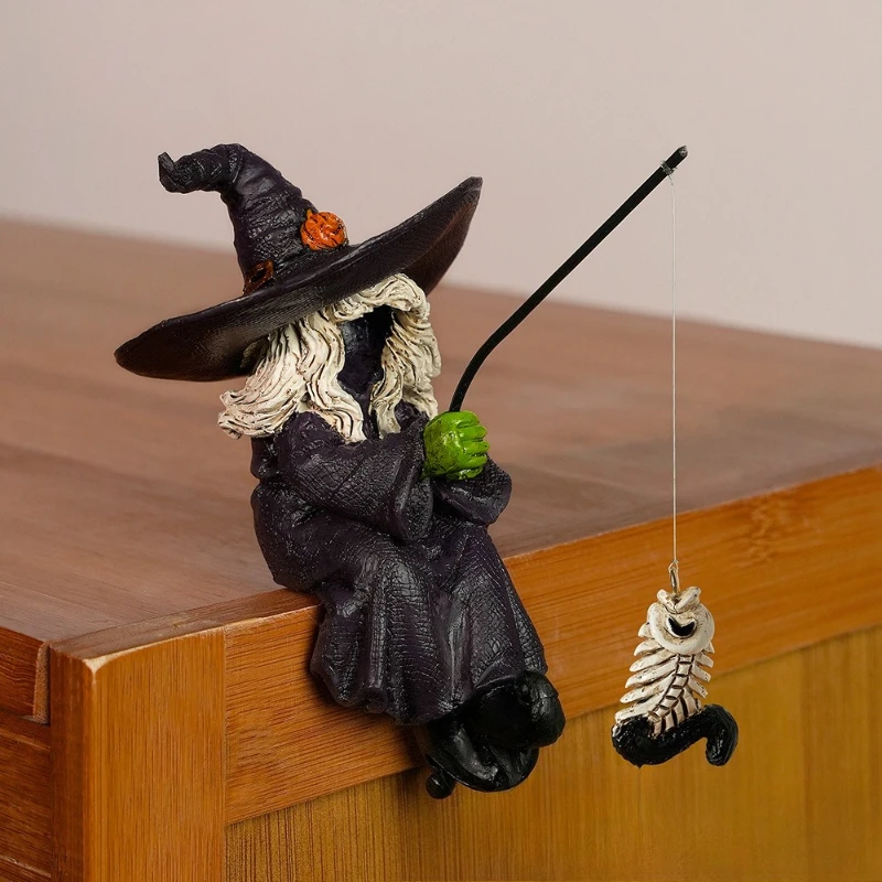 

Новый Хэллоуин и призрак фестиваль рыбалка ведьма смола ремесленный декоративный предмет с атмосферой