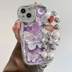 Graffiti Purple Butterfly Phone Case For iPhone 17 16 14 Pro Max 15 11 12 13 XR 8 7 Plus X XS SE 2020 2022 Soft Silicone Cover