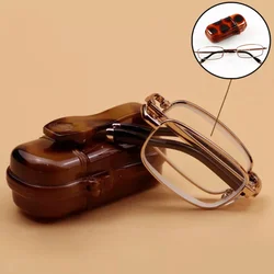 Men Reading Glasses Folding Presbyopic Glasses with Box Portable Metal Frame Glasses 2023 Unisex Clear Glasses Eyeglasses
