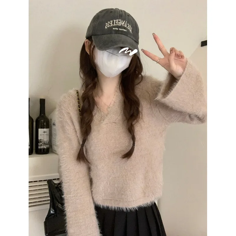 

Свитера Джемперы Пуловеры Женский пуловер YK2 Топ Повседневный стиль Уличный город Y2K Мода Винтаж Спорт Шикарный Зимний Молодежный культурный стиль