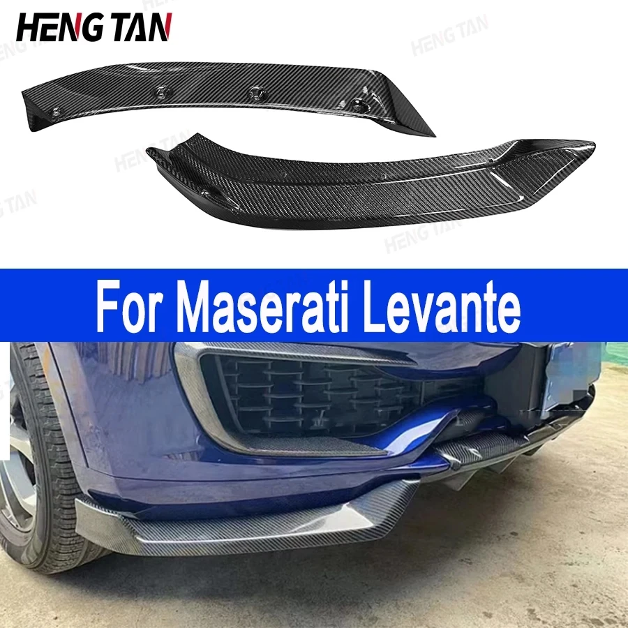 For Maserati Levante 4 Door 2016 -2017 Carbon Fiber wrap angle Car Front Bumper Splitter Corner Trim Cover Front Chin Body Kit