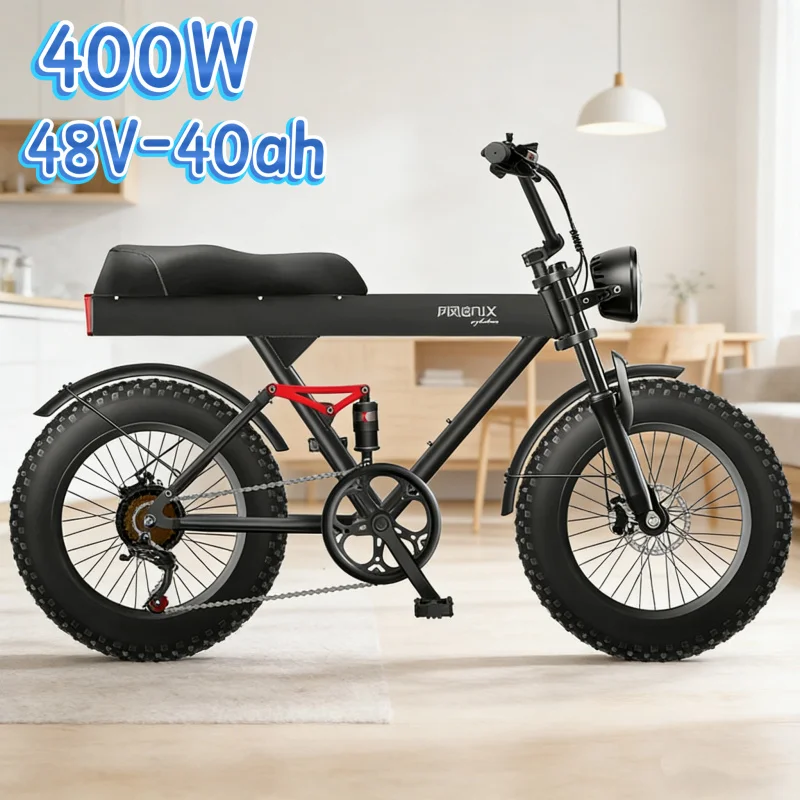 

20-inch snow tire electric bicycle, 400W motor 48V 40AH battery adult off-road electric motorcycle, speed 25km/h mountain ebike